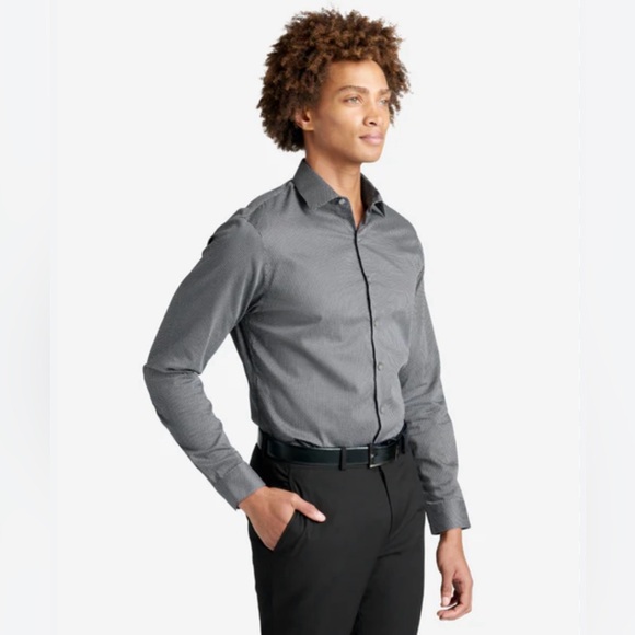 Kenneth Cole Other - Kenneth Cole Button-Up Shirt Gray Stretch Long Sleeve Casual Small Mens